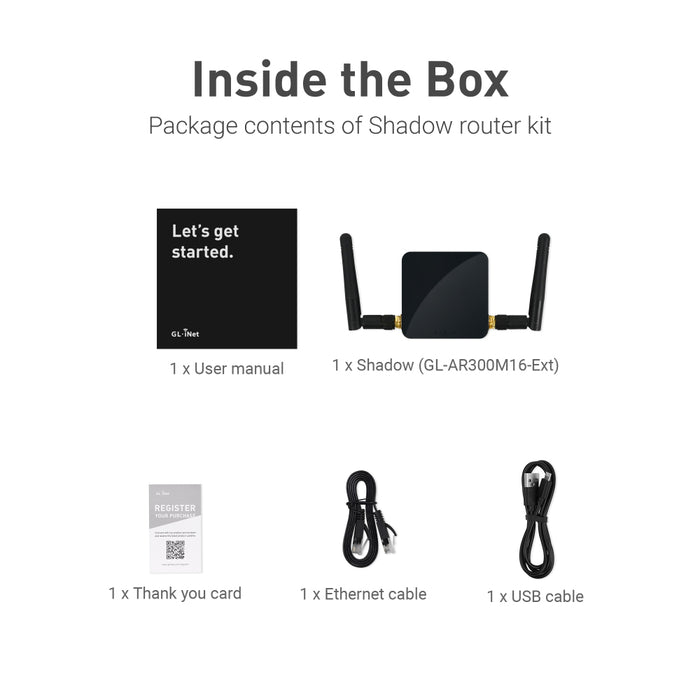 Shadow (GL-AR300M16-Ext) Mini Smart Router with External Antennas