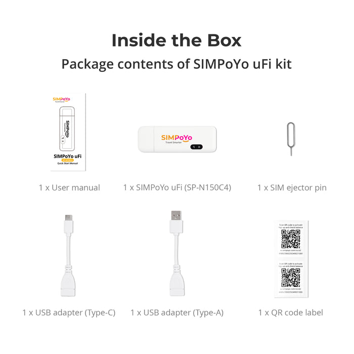 SIMPoYo uFi (SP-N150C4) Plug & Play 4G USB Dongle with Hotspot